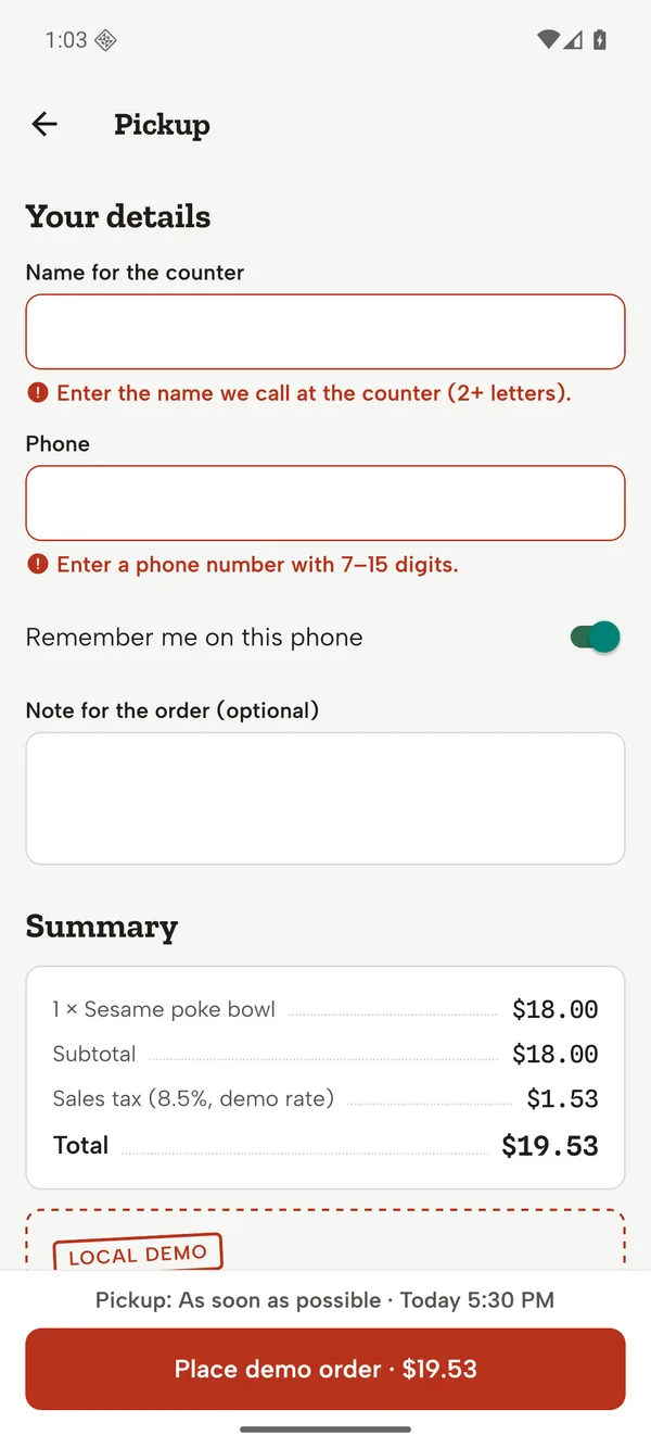 Android: Field errors next to the fields
