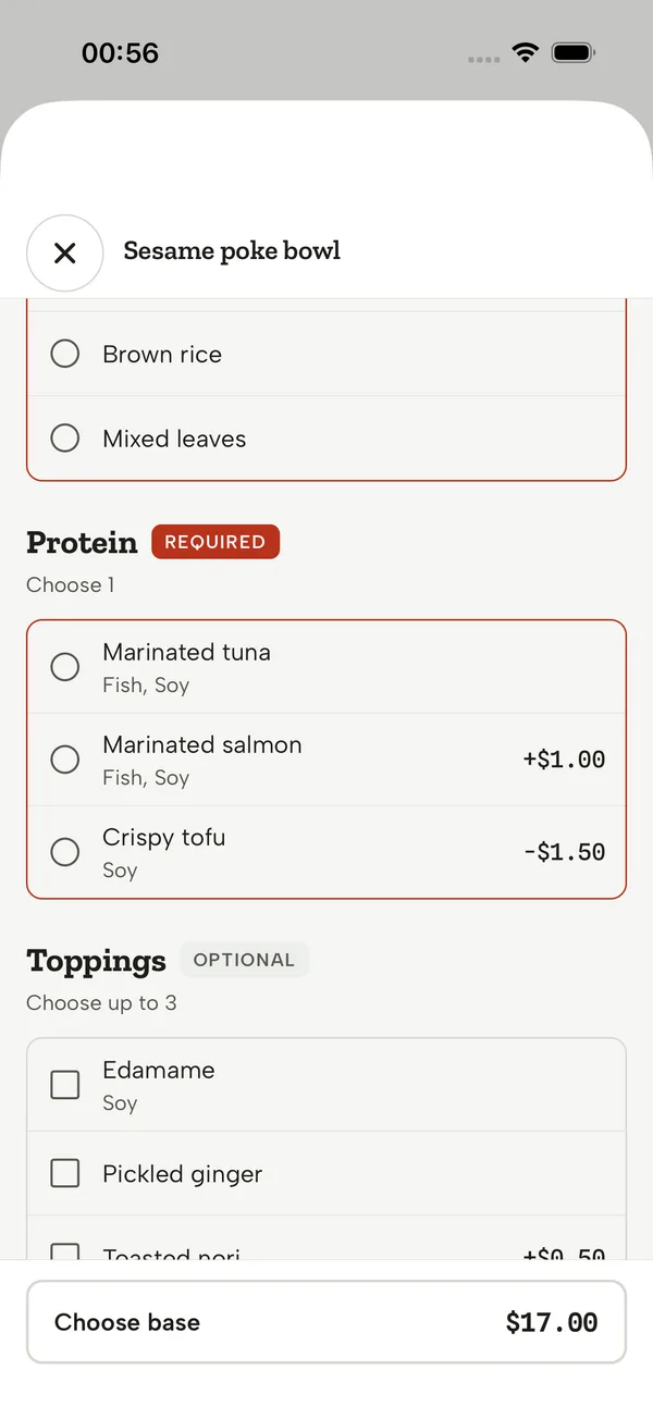iOS: A required group highlighted after an incomplete add