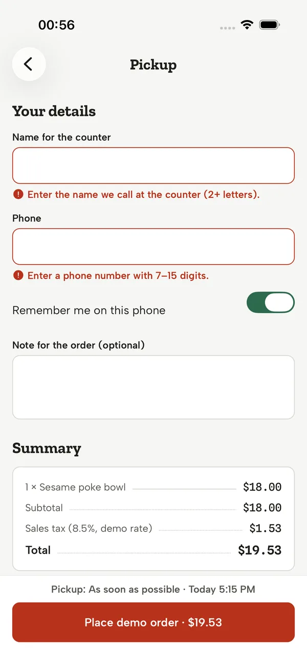 iOS: Field errors next to the fields